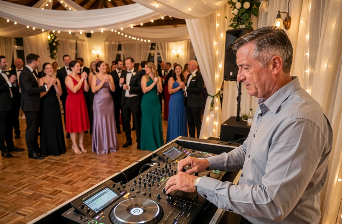 DJ LF-ChampagneArdenne animant une réception de mariage dans une salle élégante de la région Champagne-Ardenne