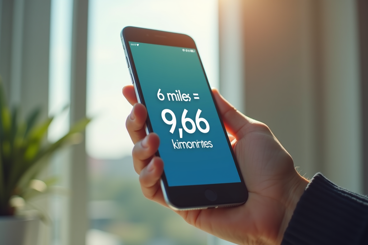 Main tenant smartphone avec conversion miles en km