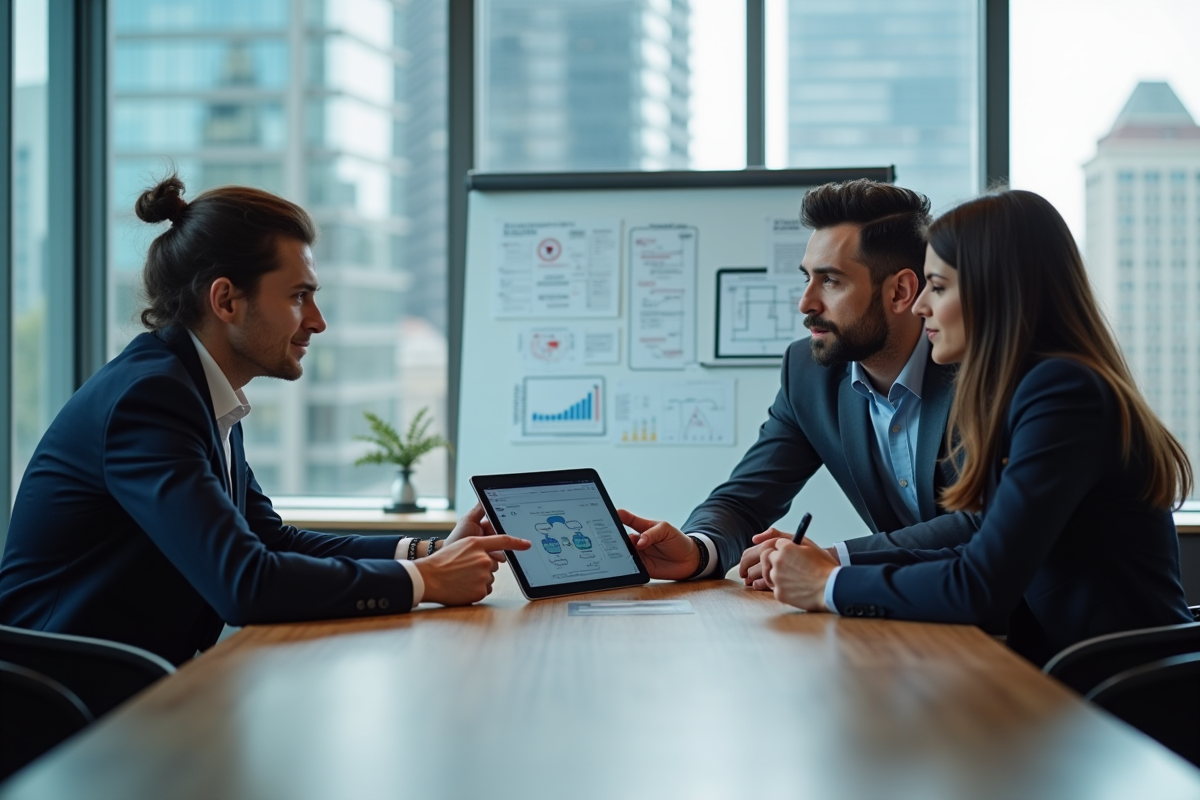 Equipe professionnelle collaborant autour d