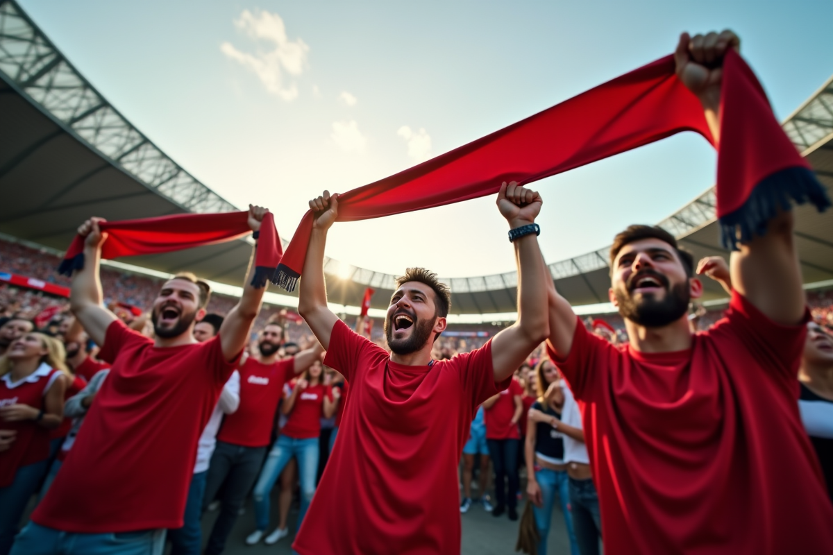 Supporters passionnes d'amiens devant le stade