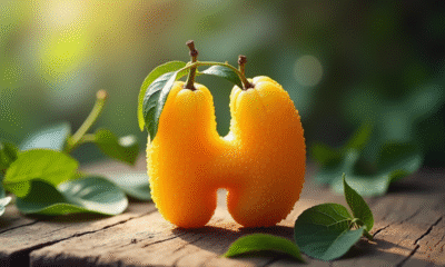 Fruit en forme de H sur table en bois rustique
