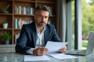 Homme confiant en costume dans un bureau moderne