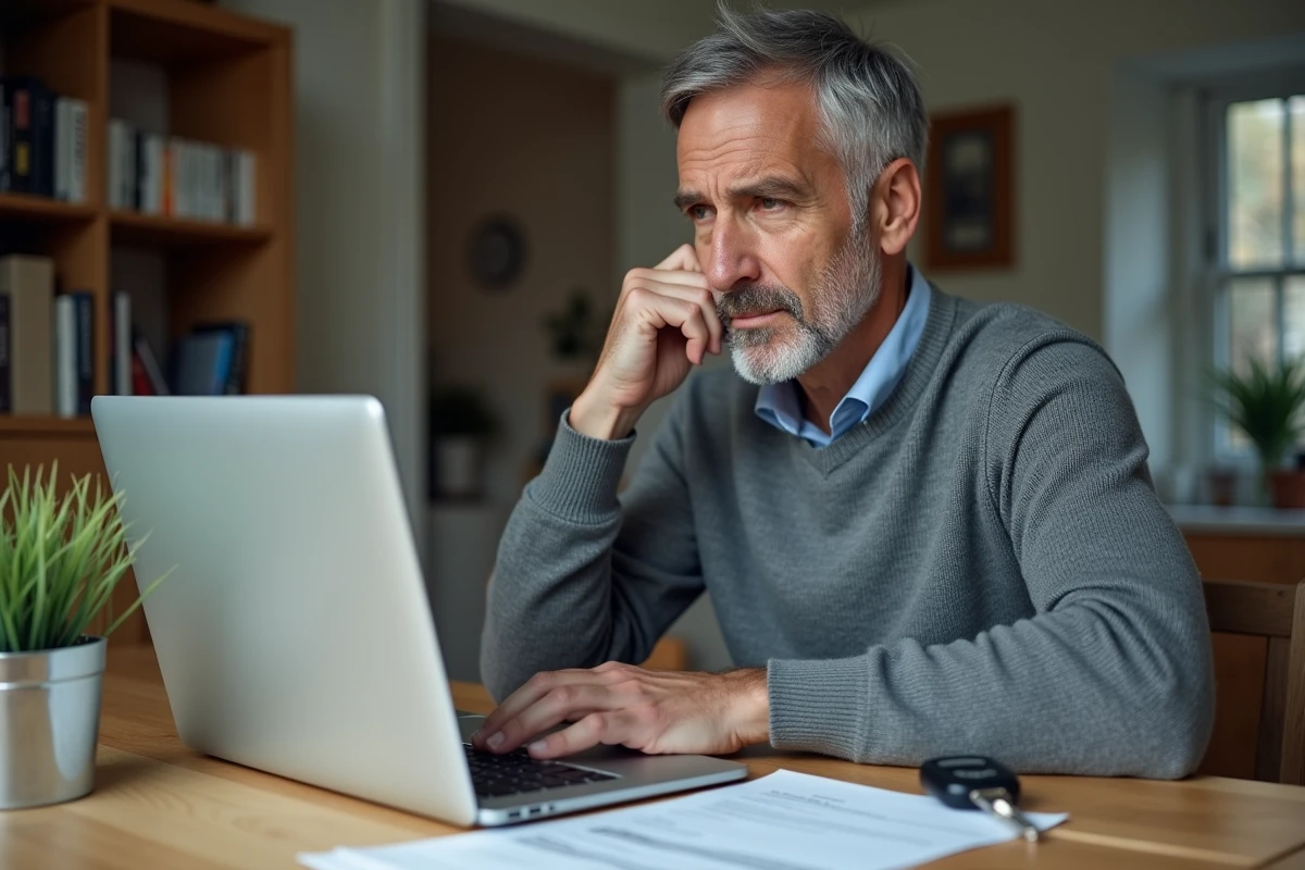 Homme se renseignant sur l'article 1641 du Code civil pour se protéger lors d'un achat de voiture d'occasion