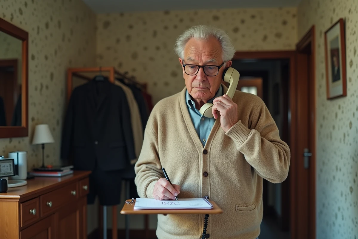 Personne âgée notant un numéro 0270 sur un carnet avant de rappeler un démarcheur téléphonique