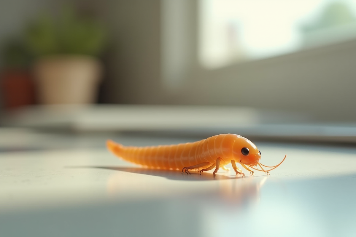 Zoom sur une mouche dans la cuisine claire